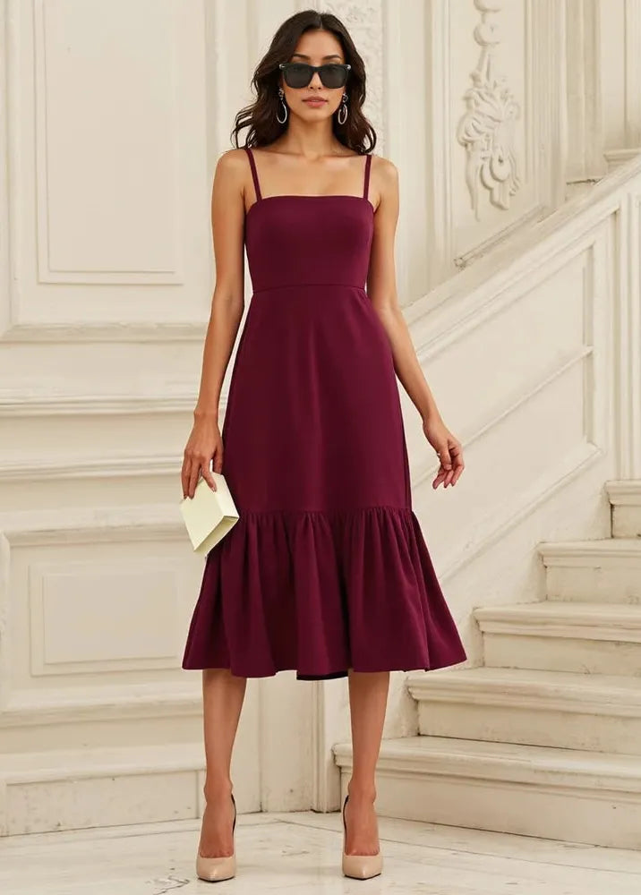 Keskipitkä viininpunainen mekko – kuva 2