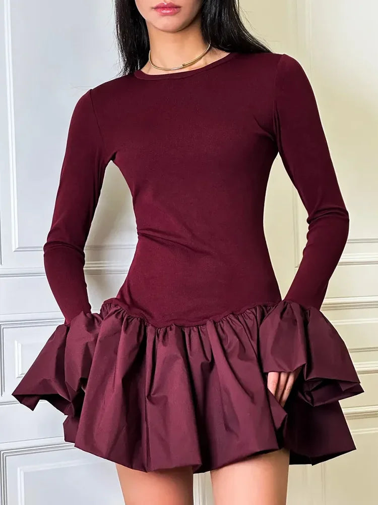 Burgundin laskostettu mekko – kuva 2