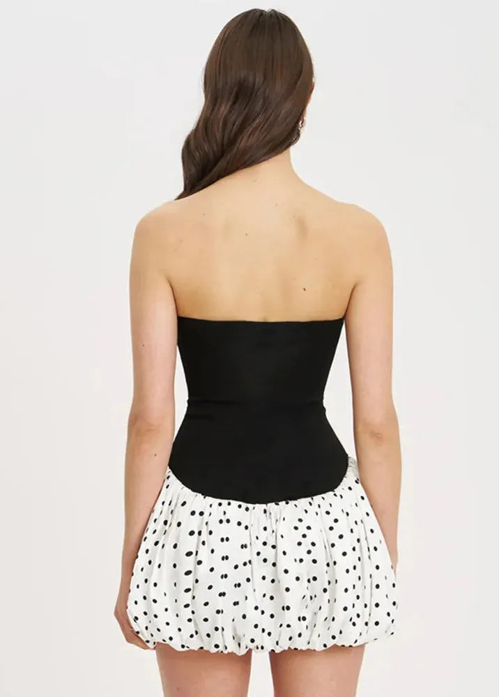 Polka dot pallo olkaimeton mekko – kuva 2