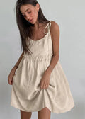 Beige pellavamekko – kuva 4